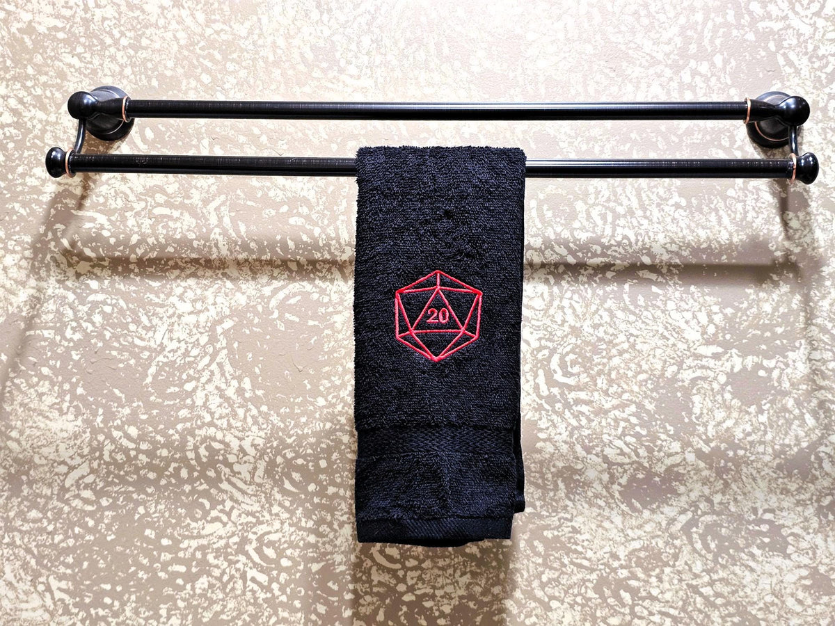 Handcrafted Dungeons & Dragons D20 Terrycloth Hand Towel: Geeky Kitchen Decor