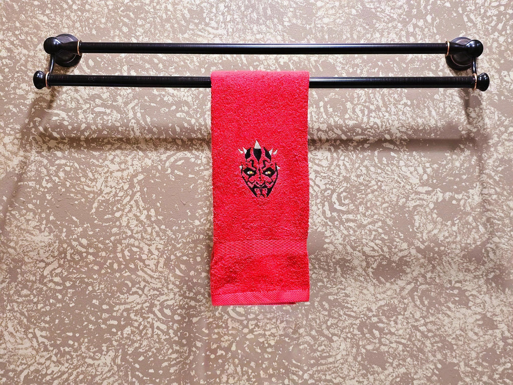 Handcrafted Star Wars Darth Maul Terrycloth Hand Towel: Geeky Kitchen Decor