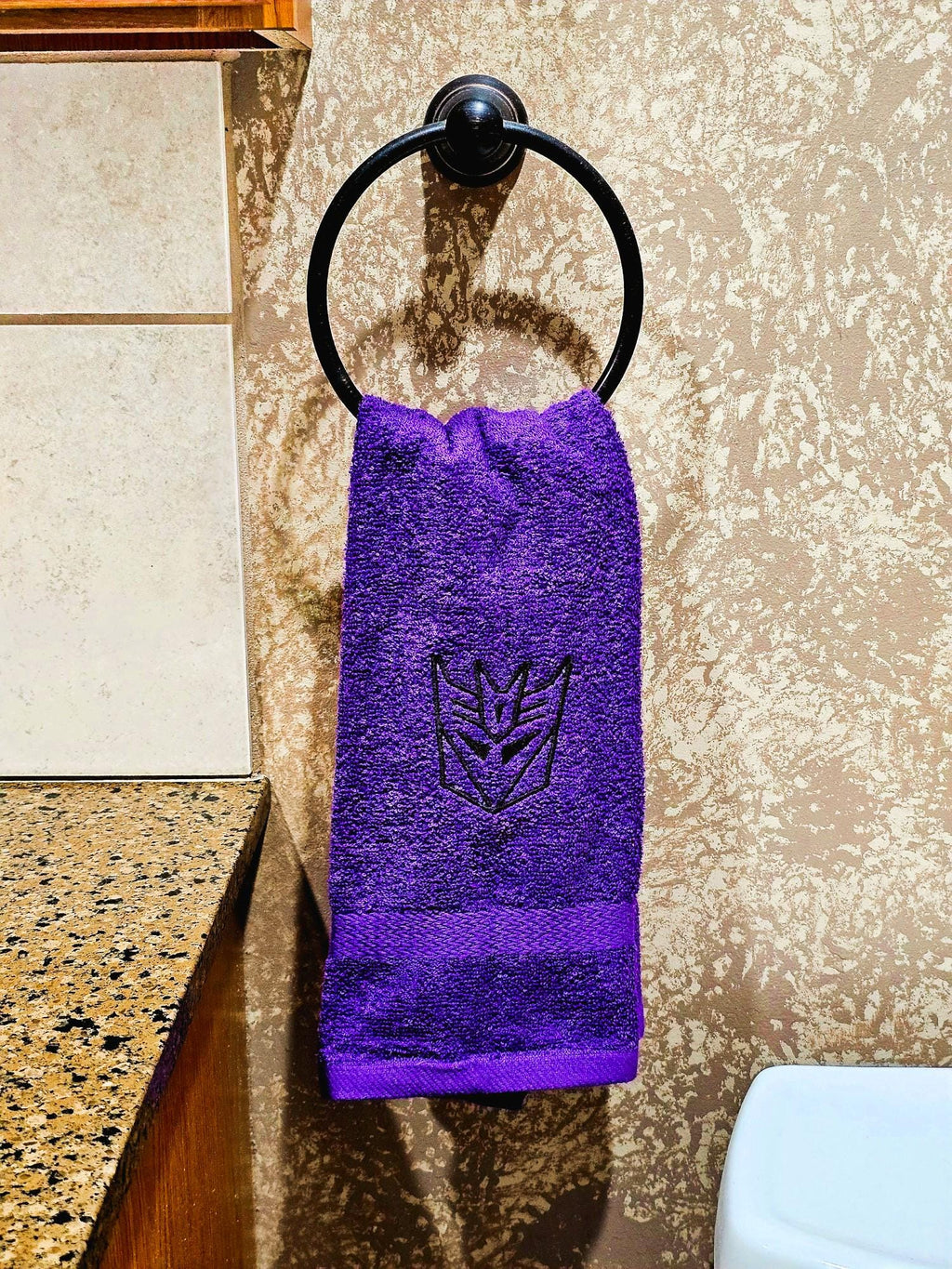 Handcrafted Transformers Decpticon Terrycloth Hand Towel: Geeky Kitchen Decor