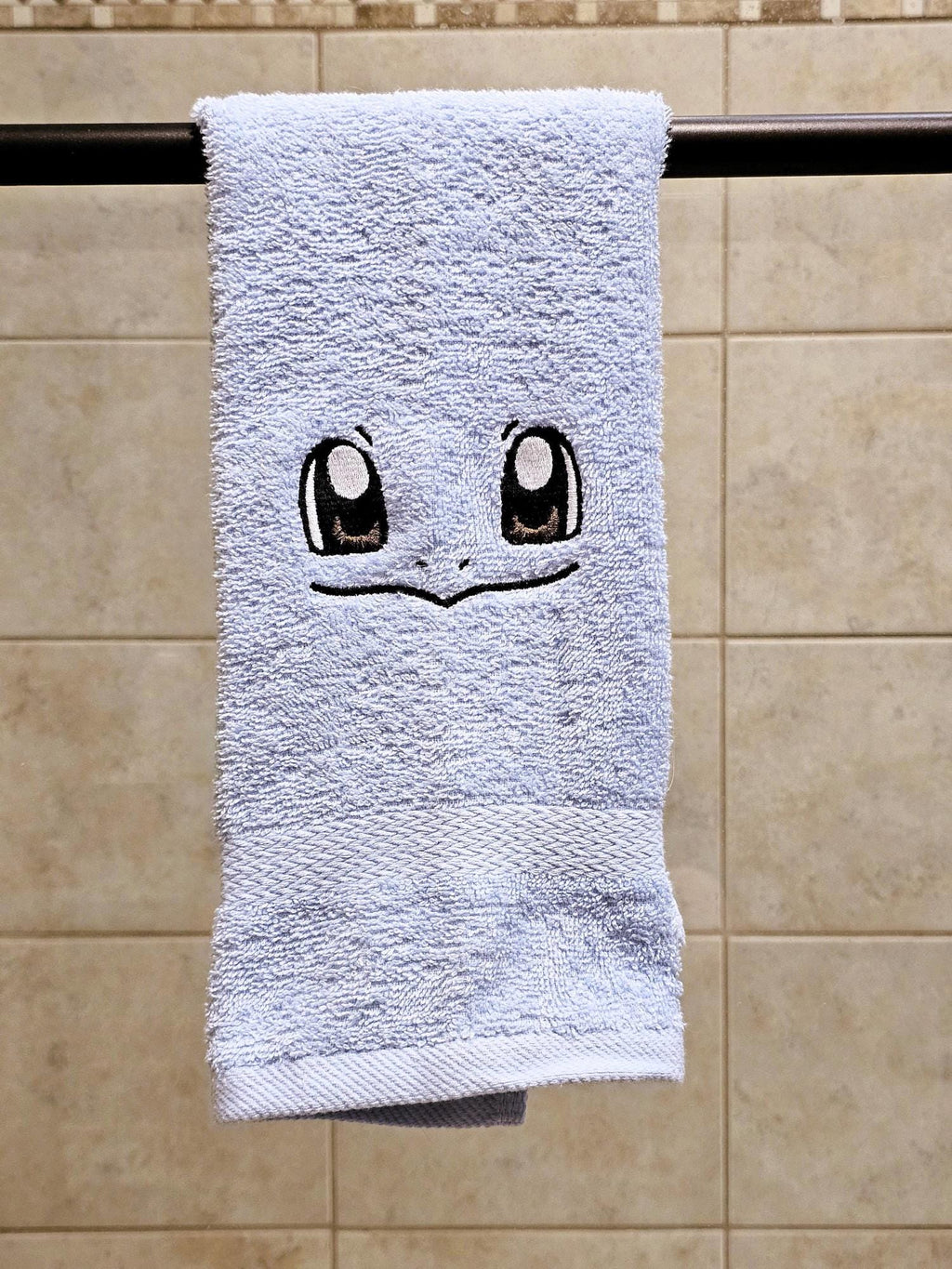 Handcrafted Pokemon Squirtle (Face) Terrycloth Hand Towel: Geeky Kitchen Decor
