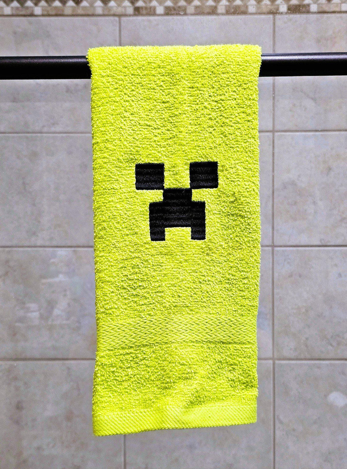 Handcrafted Minecraft Creeper Terrycloth Hand Towel: Geeky Kitchen Decor