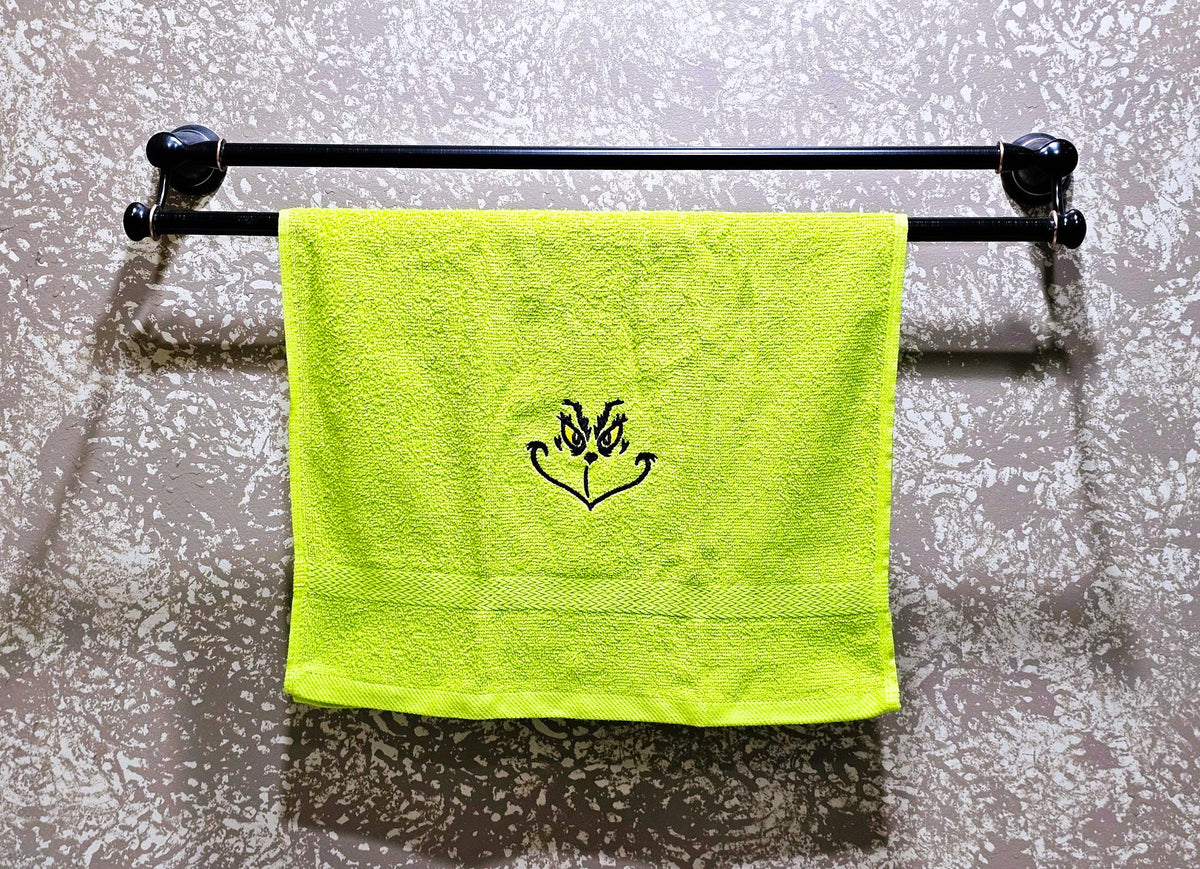 Handcrafted Dr. Suess The Grinch Terrycloth Hand Towel: Geeky Kitchen Decor
