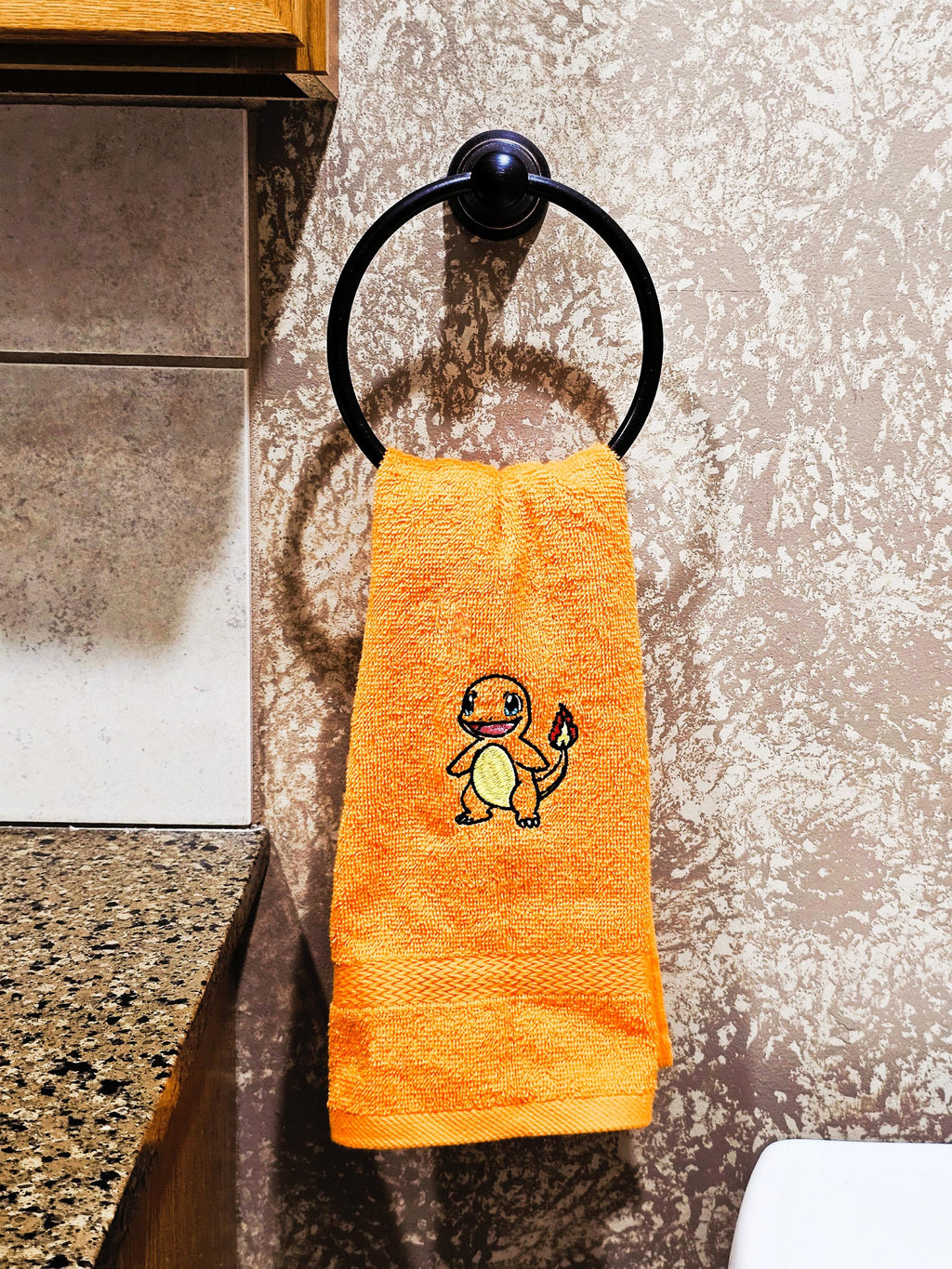 Handcrafted Pokemon Charmander (Full body) Terrycloth Hand Towel: Geeky Kitchen Decor