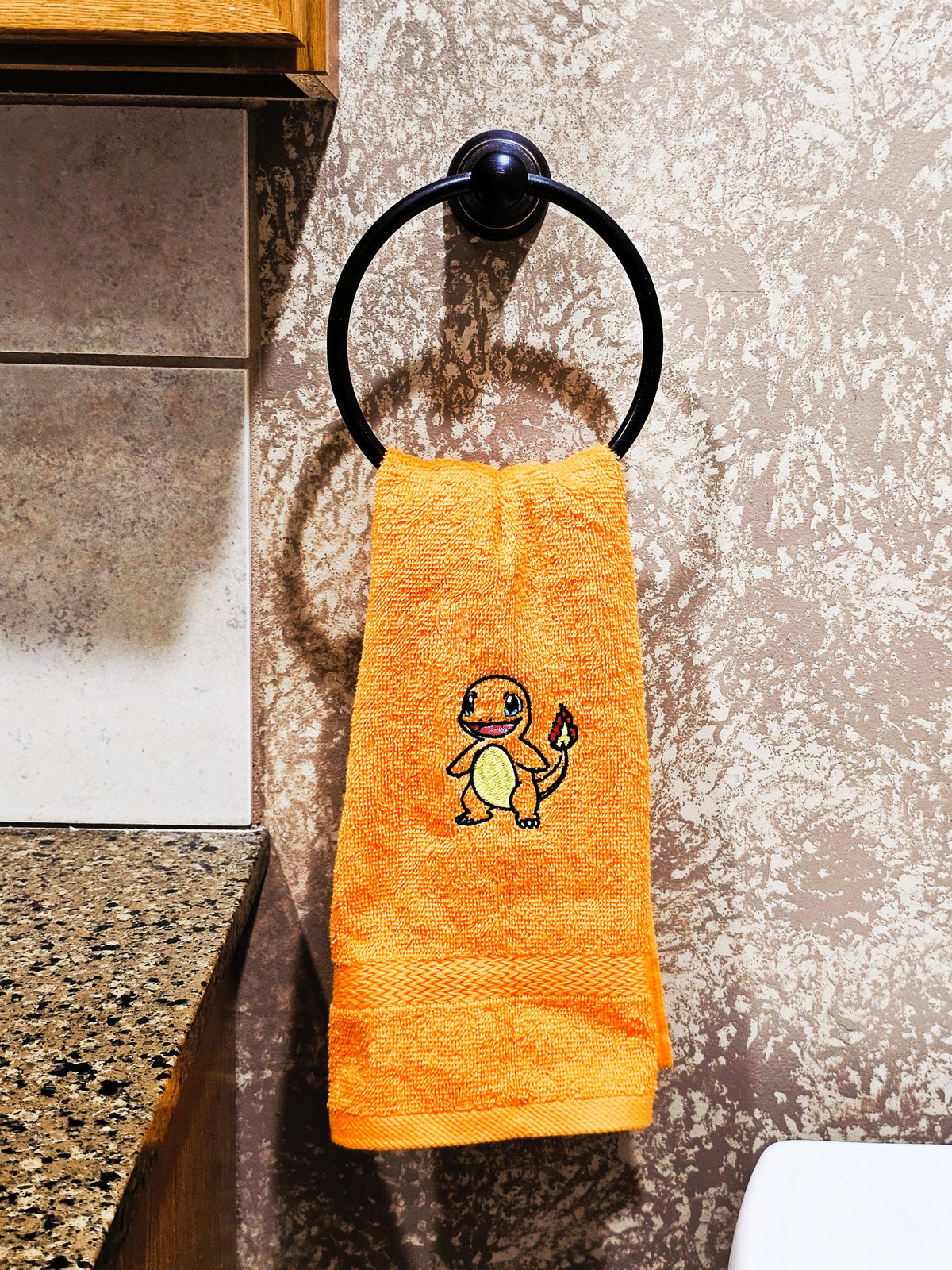 Handcrafted Pokemon Charmander (Full body) Terrycloth Hand Towel: Geeky Kitchen Decor
