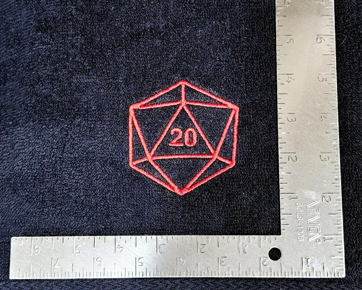 Handcrafted Dungeons & Dragons D20 Terrycloth Hand Towel: Geeky Kitchen Decor