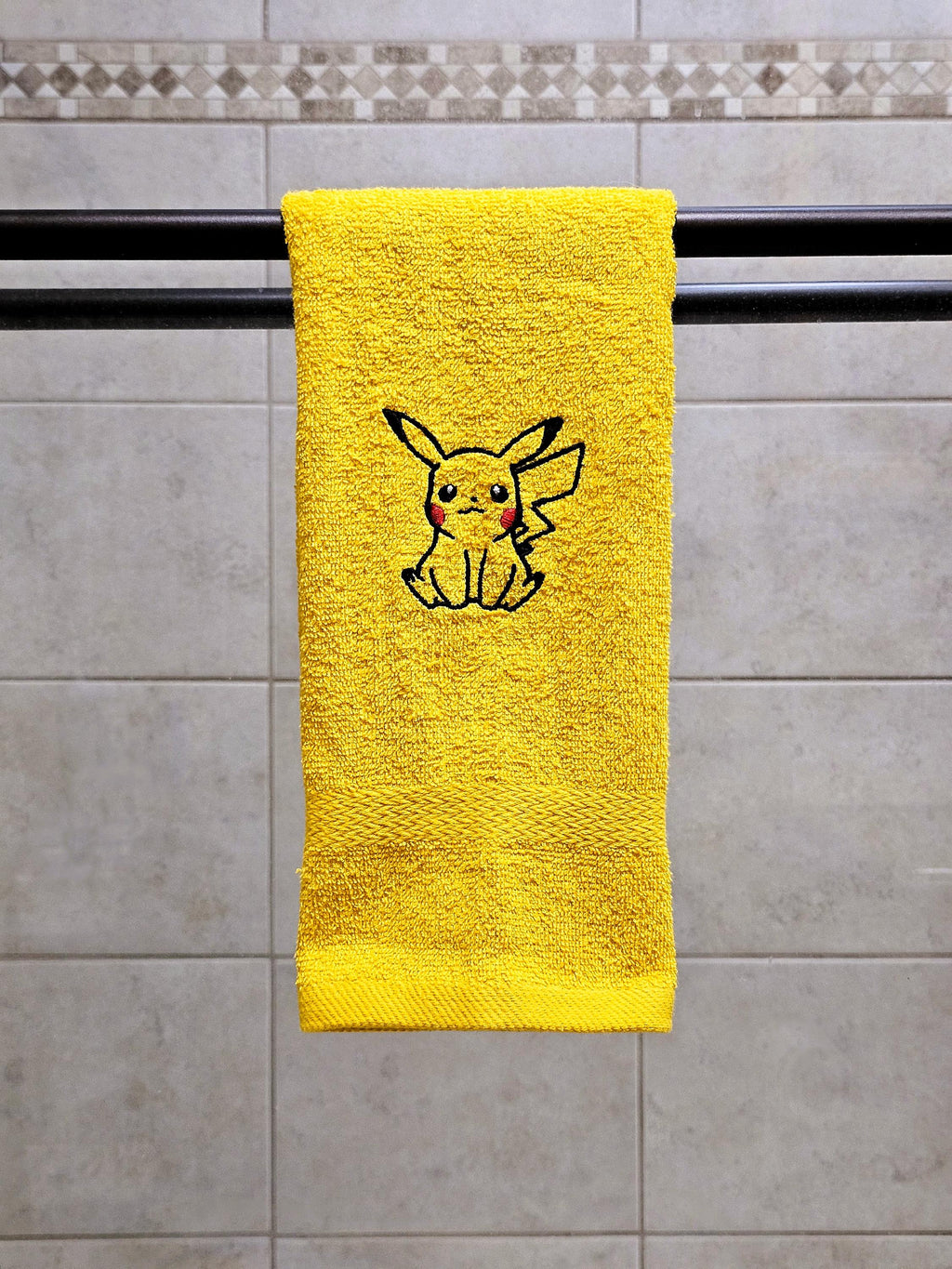 Handcrafted Pokemon Pikachu (Full Body) Terrycloth Hand Towel: Geeky Kitchen Decor