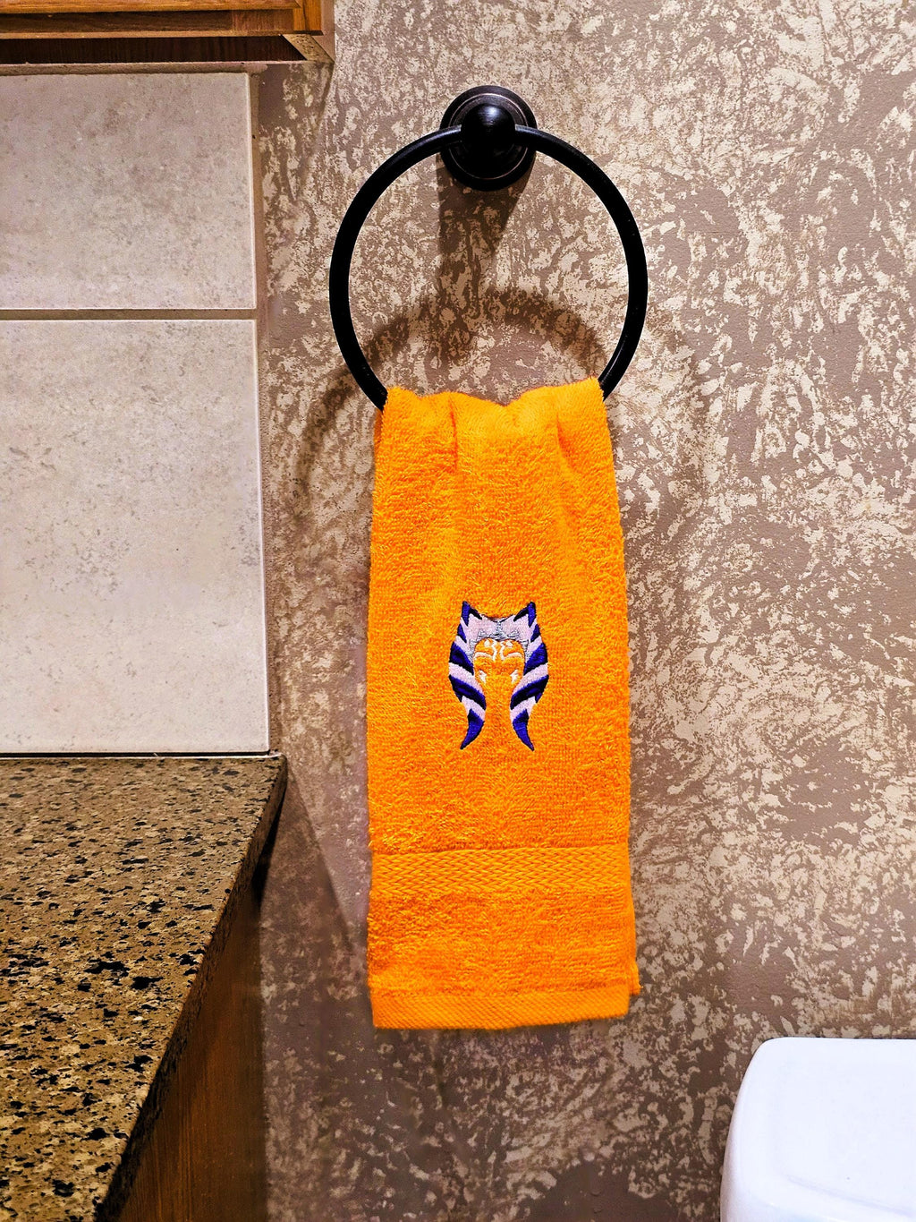 Handcrafted Star Wars Ahsoka Terrycloth Hand Towel: Geeky Kitchen Decor