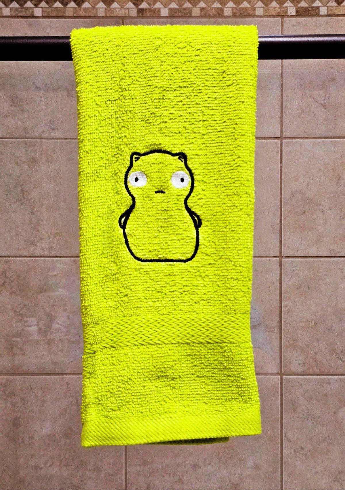 Handcrafted Bob's Burgers Kuchi Kopi Terrycloth Hand Towel: Geeky Kitchen Decor