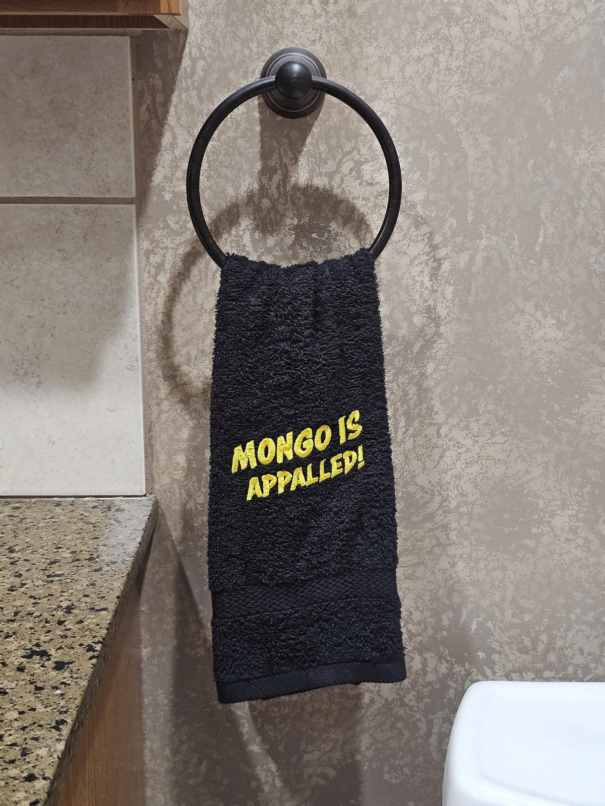 Handcrafted Dungeon Crawler Carl MONGO IS APPALLED Terrycloth Hand Towel: Geeky Kitchen Decor