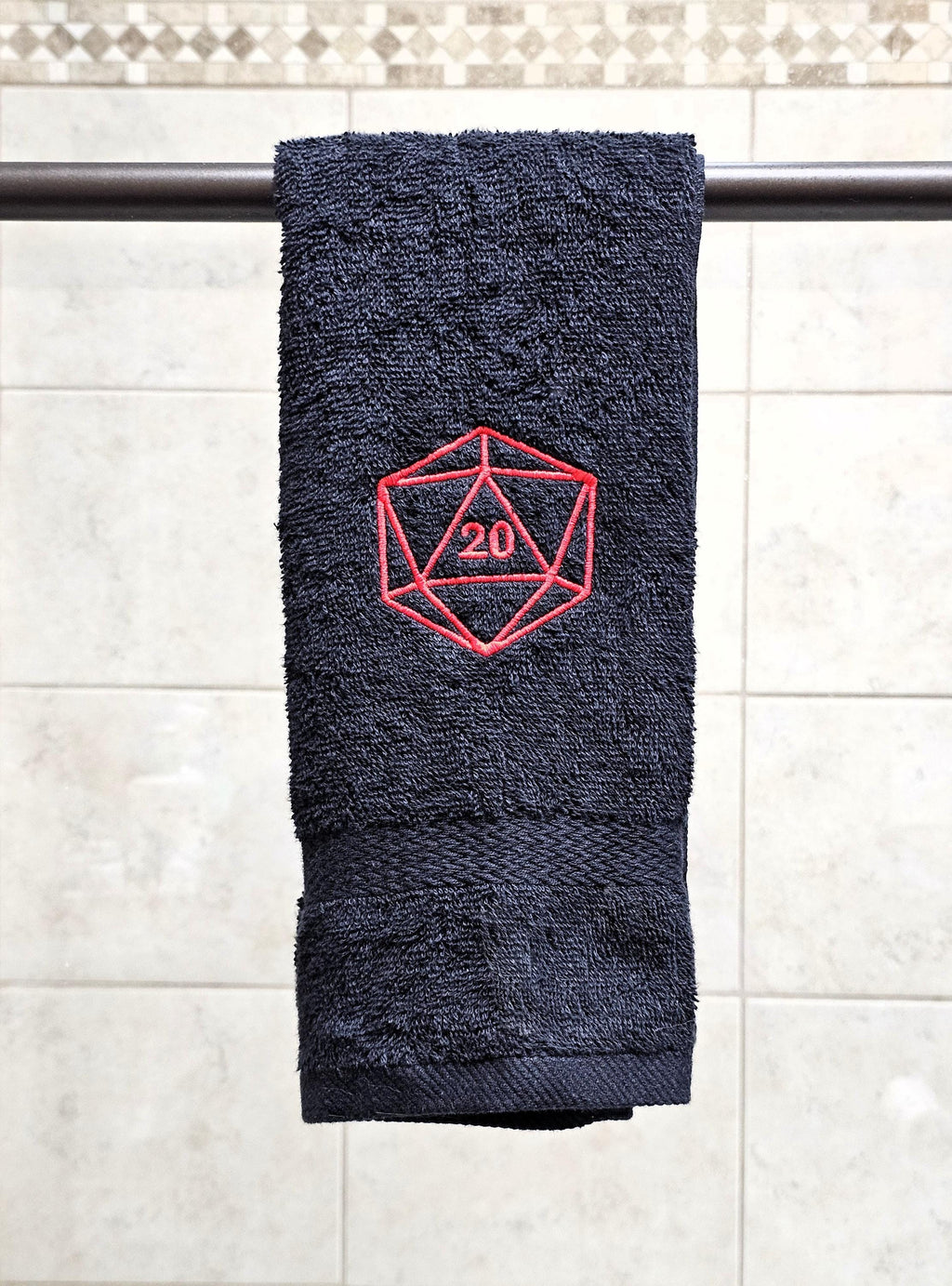 Handcrafted Dungeons & Dragons D20 Terrycloth Hand Towel: Geeky Kitchen Decor
