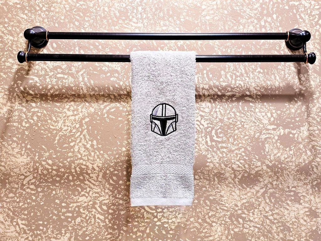 Handcrafted Star Wars Din Djarin Terrycloth Hand Towel: Geeky Kitchen Decor