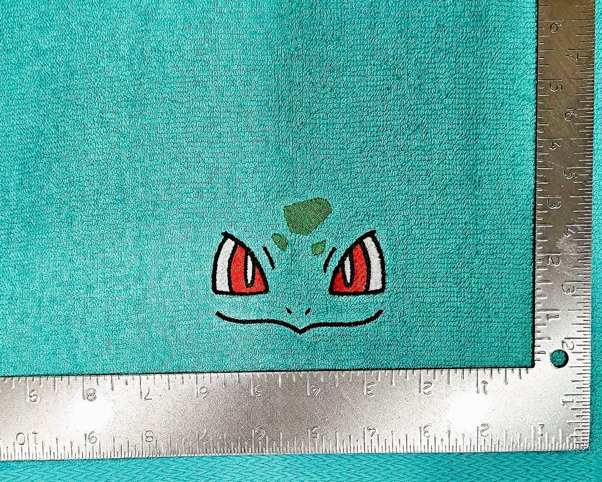 Handcrafted Pokemon Bulbasaur (Face) Terrycloth Hand Towel: Geeky Kitchen Decor
