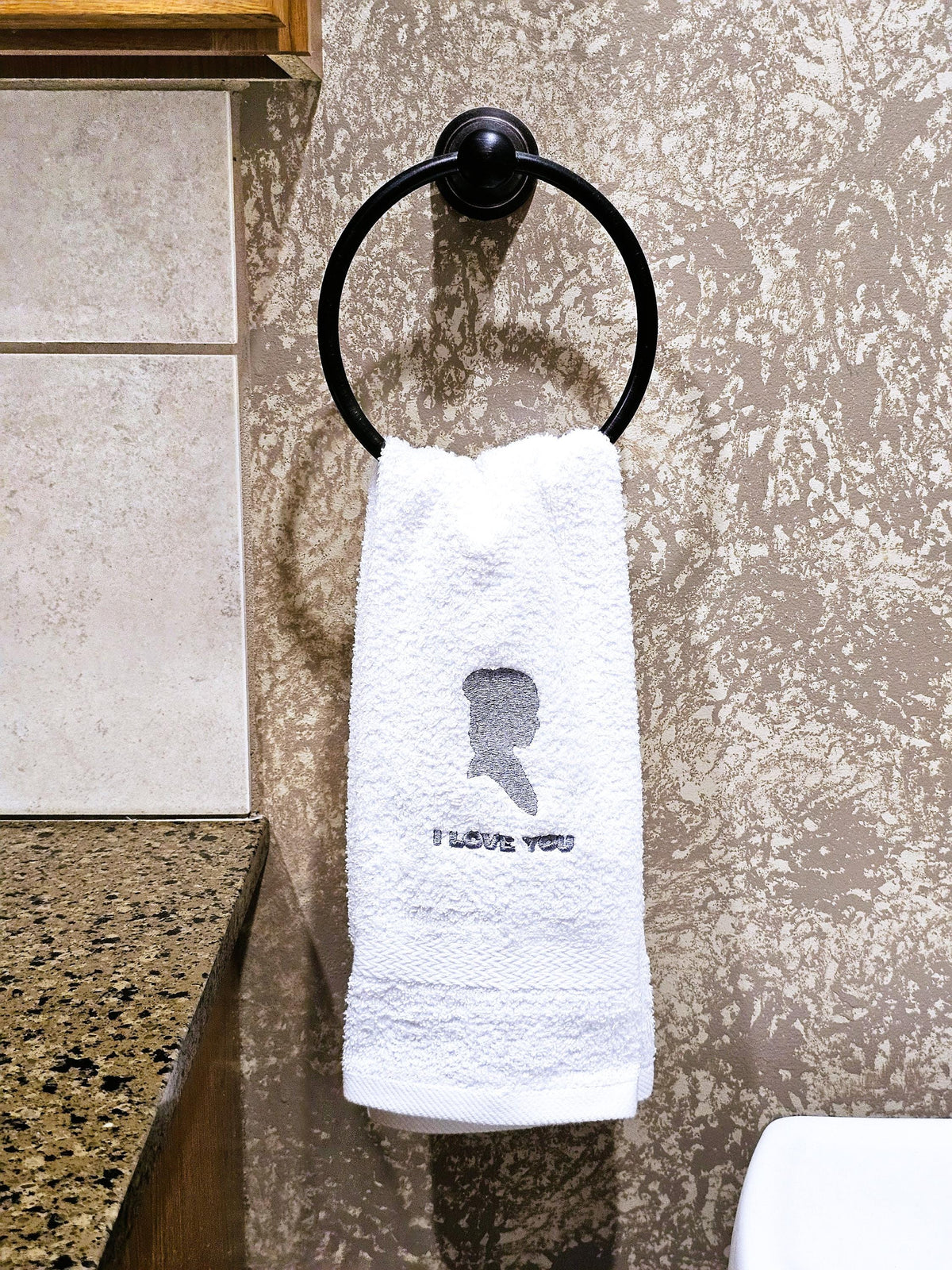 Handcrafted Star Wars Princess Leia I Love You Terrycloth Hand Towel: Geeky Kitchen Decor