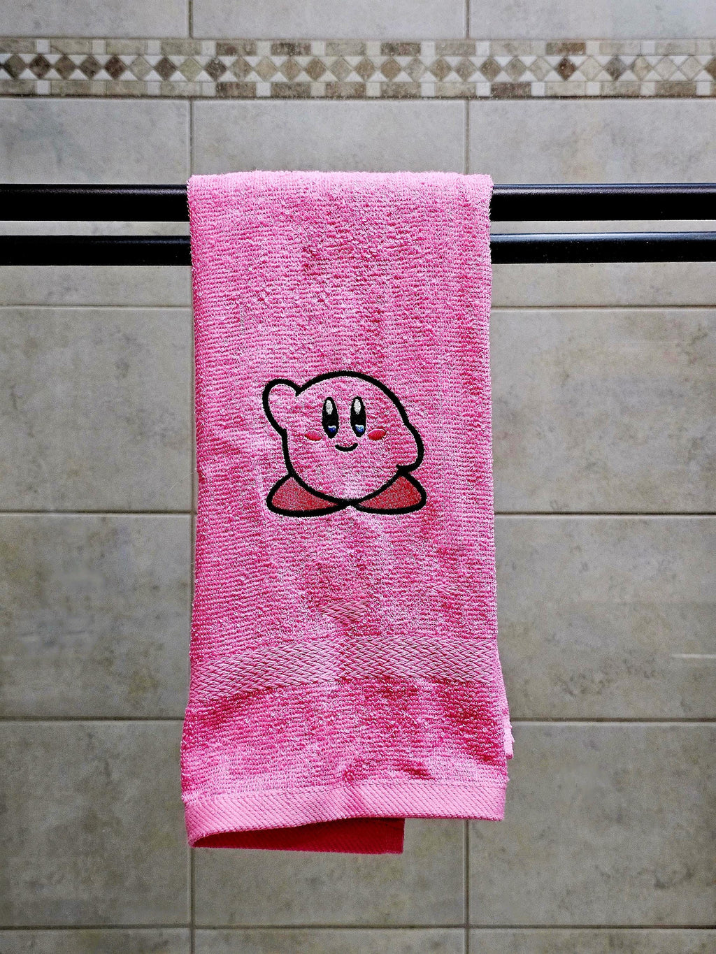 Handcrafted Super Smash Bros Kirby (Full body) Terrycloth Hand Towel: Geeky Kitchen Decor