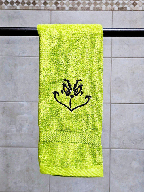 Handcrafted Dr. Suess The Grinch Terrycloth Hand Towel: Geeky Kitchen Decor
