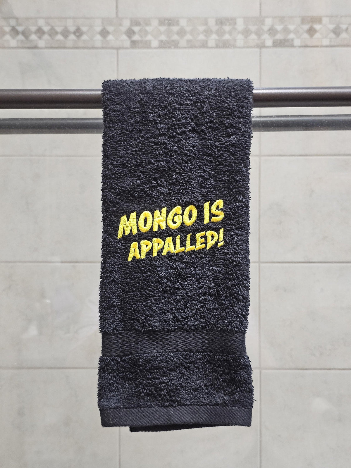Handcrafted Dungeon Crawler Carl MONGO IS APPALLED Terrycloth Hand Towel: Geeky Kitchen Decor