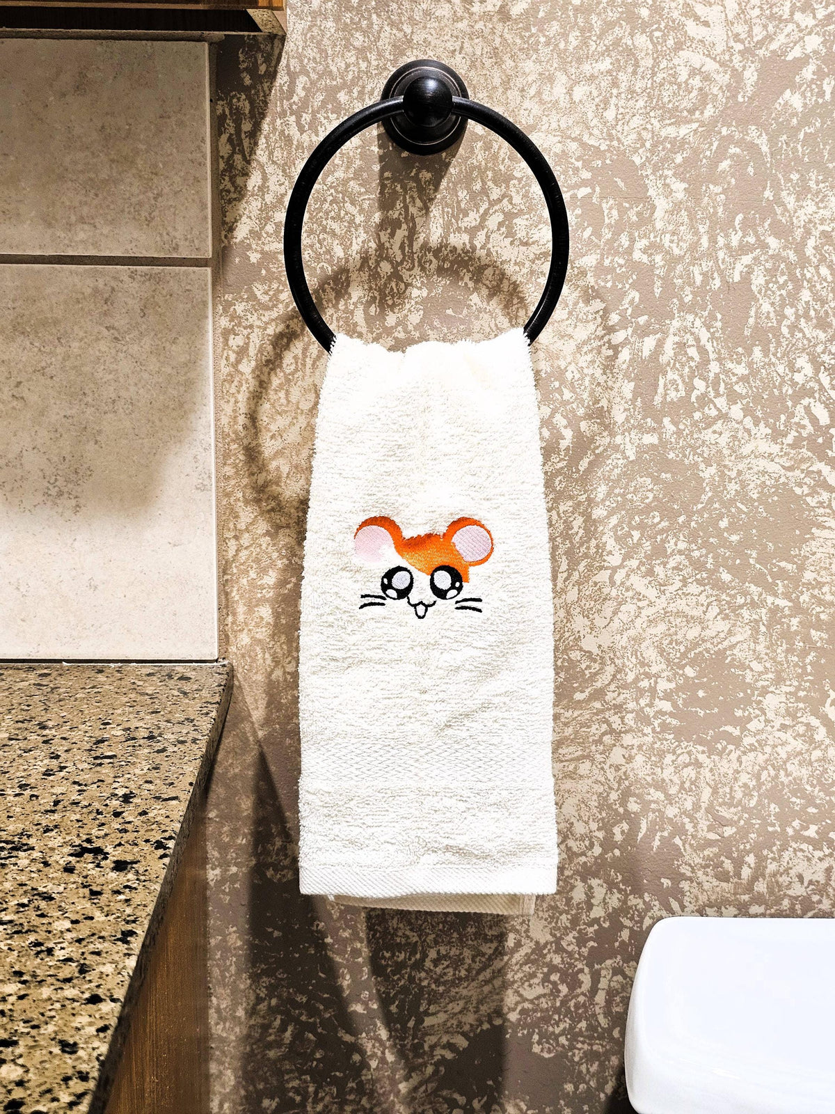 Handcrafted Hamtaro Terrycloth Hand Towel: Geeky Kitchen Decor