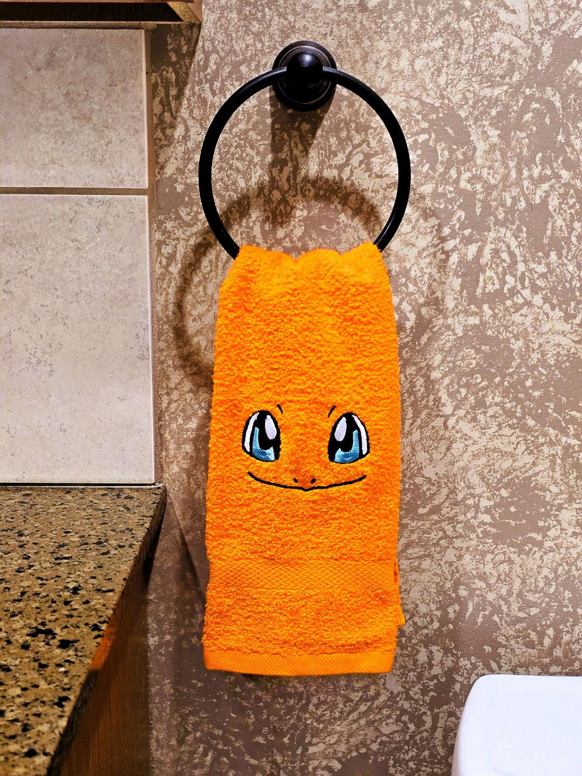 Handcrafted Pokemon Charmander (Face) Terrycloth Hand Towel: Geeky Kitchen Decor