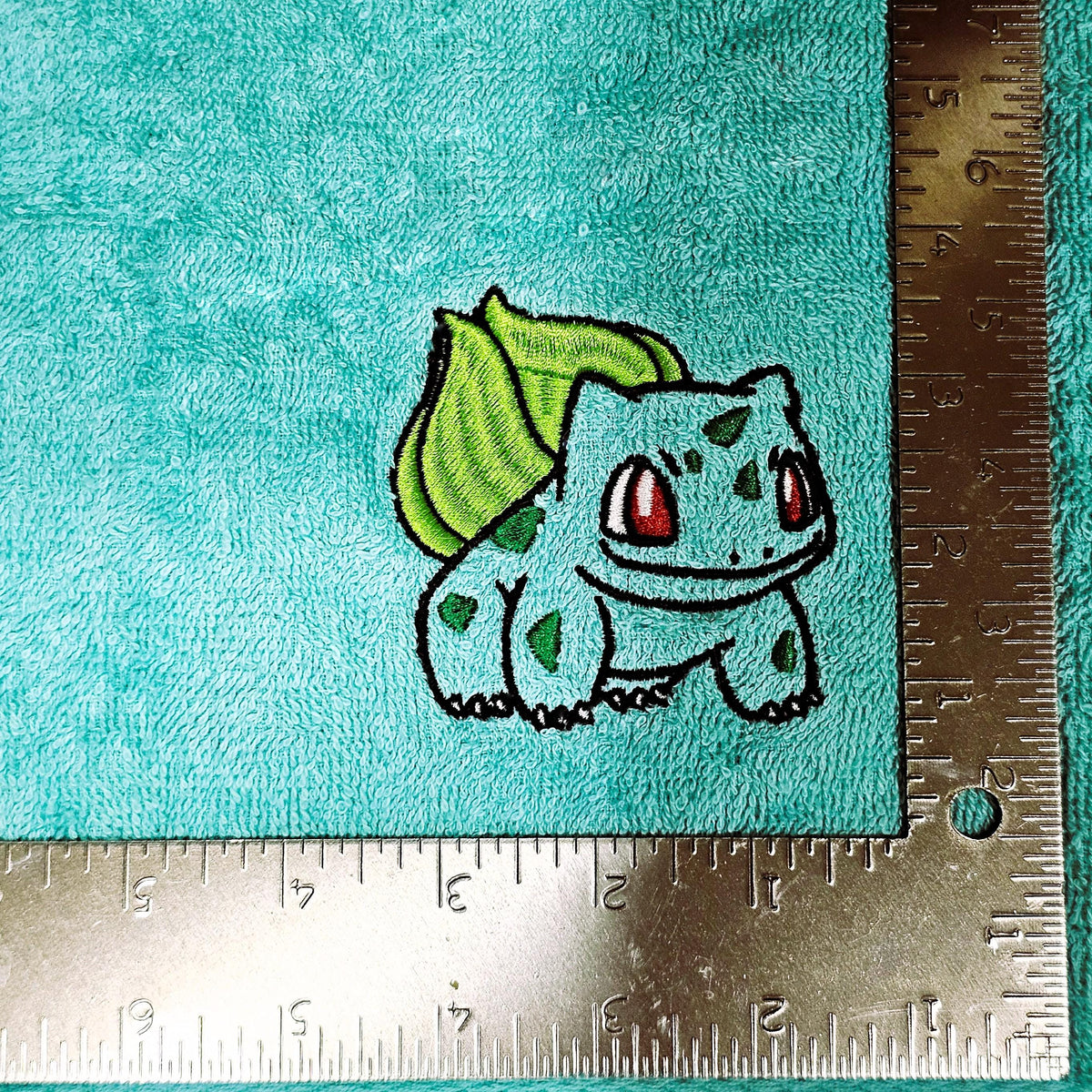 Handcrafted Pokemon Bulbasaur (Full body) Terrycloth Hand Towel: Geeky Kitchen Decor