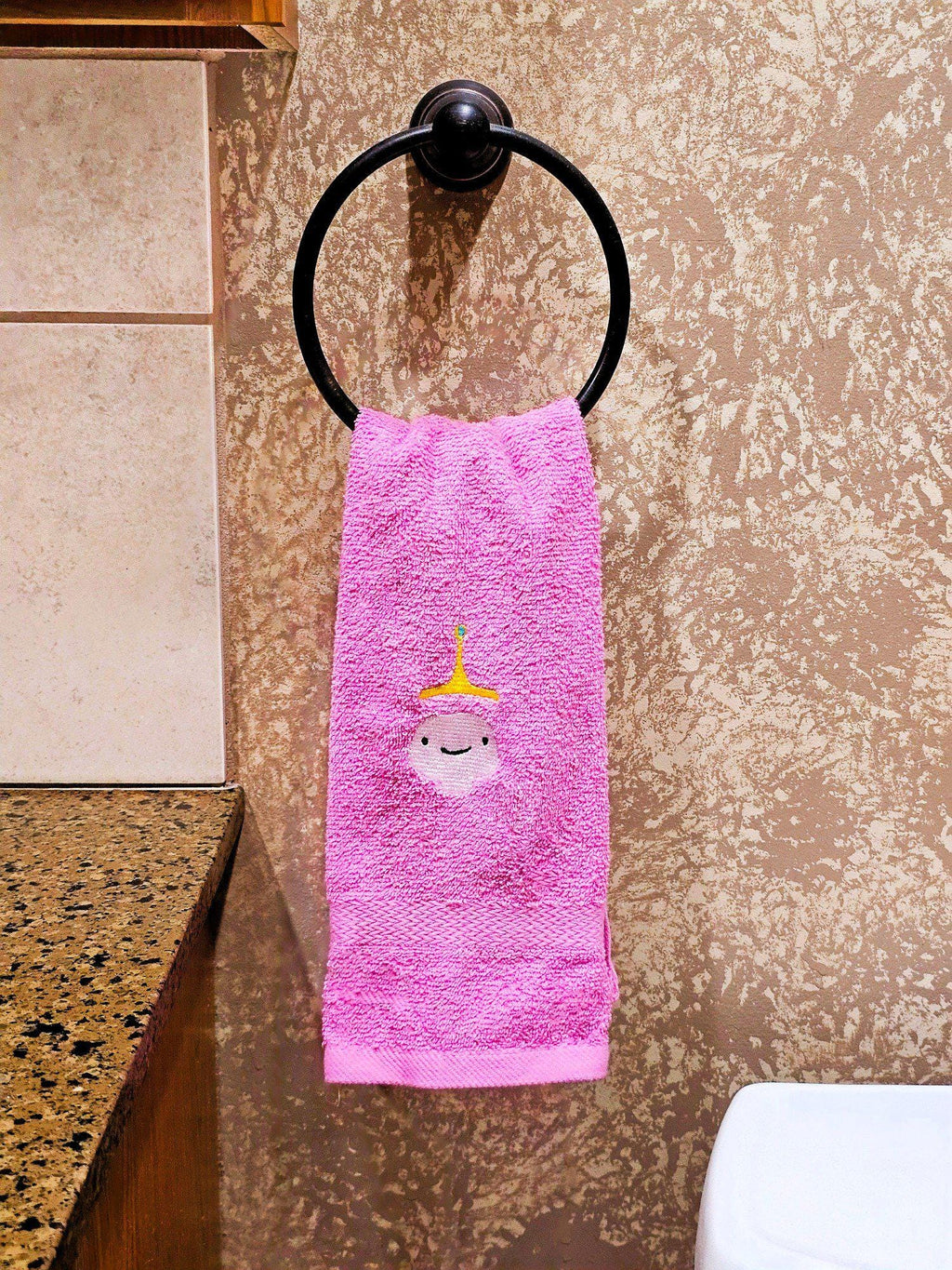 Handcrafted Adventure Time Princess Bubblegum Terrycloth Hand Towel: Geeky Kitchen Decor