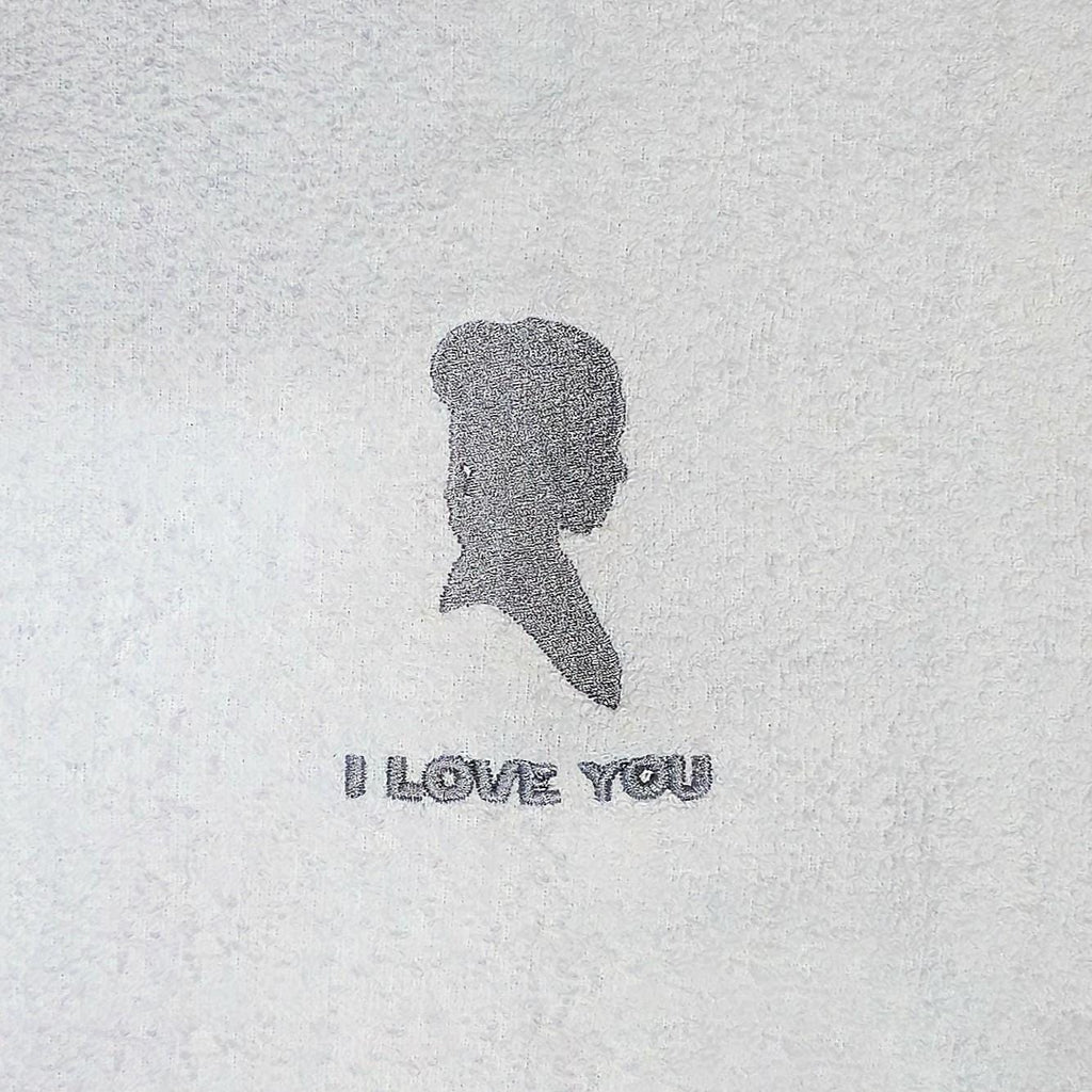 Handcrafted Star Wars Princess Leia I Love You Terrycloth Hand Towel: Geeky Kitchen Decor