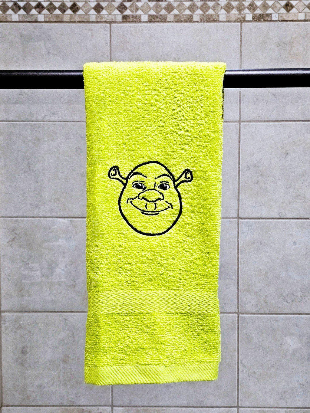 Handcrafted Shrek Terrycloth Hand Towel: Geeky Kitchen Decor