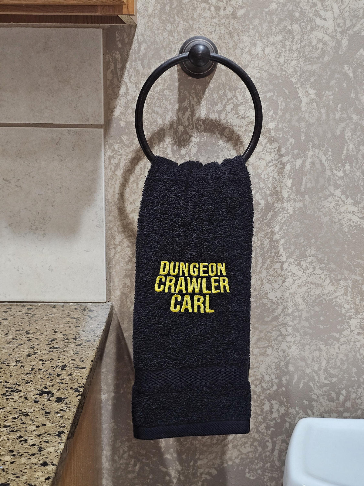 Handcrafted Dungeon Crawler Carl Terrycloth Hand Towel: Geeky Kitchen Decor
