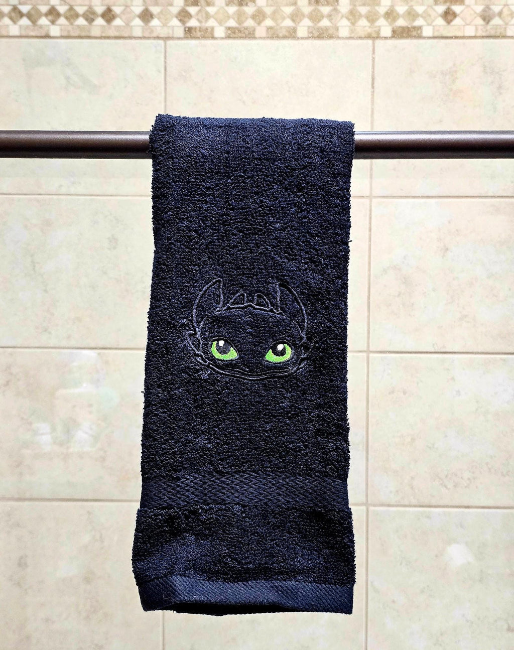Handcrafted How to Train Your Dragon Toothless Terrycloth Hand Towel: Geeky Kitchen Decor