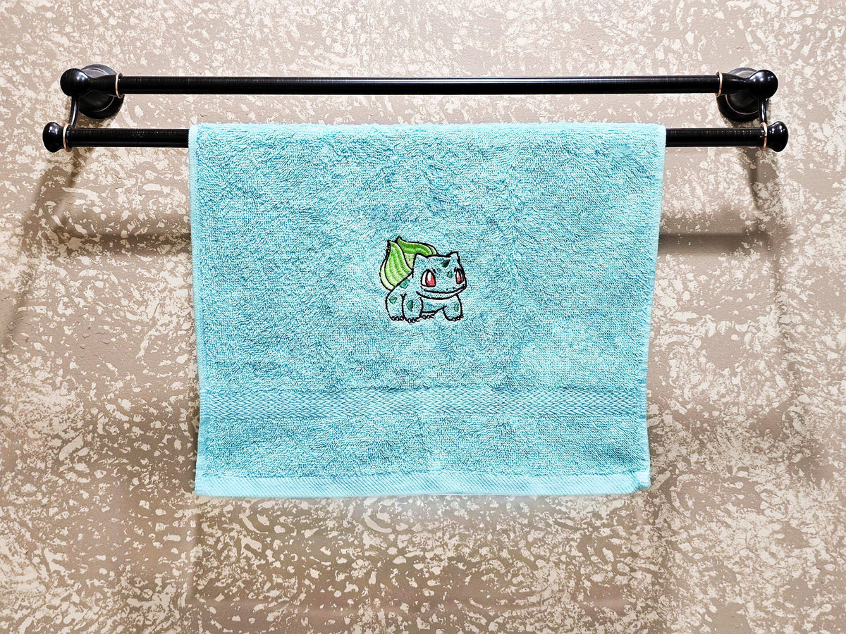 Handcrafted Pokemon Bulbasaur (Full body) Terrycloth Hand Towel: Geeky Kitchen Decor