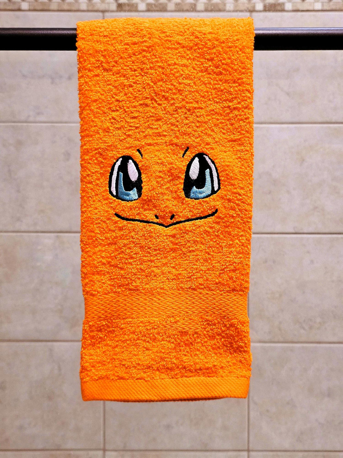 Handcrafted Pokemon Charmander (Face) Terrycloth Hand Towel: Geeky Kitchen Decor
