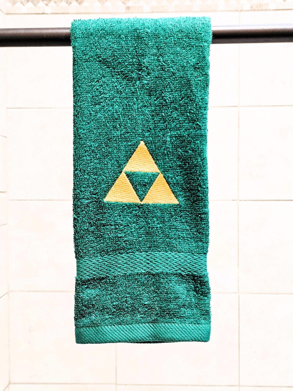 Handcrafted Zelda Tri-Force Terrycloth Hand Towel: Geeky Kitchen Decor