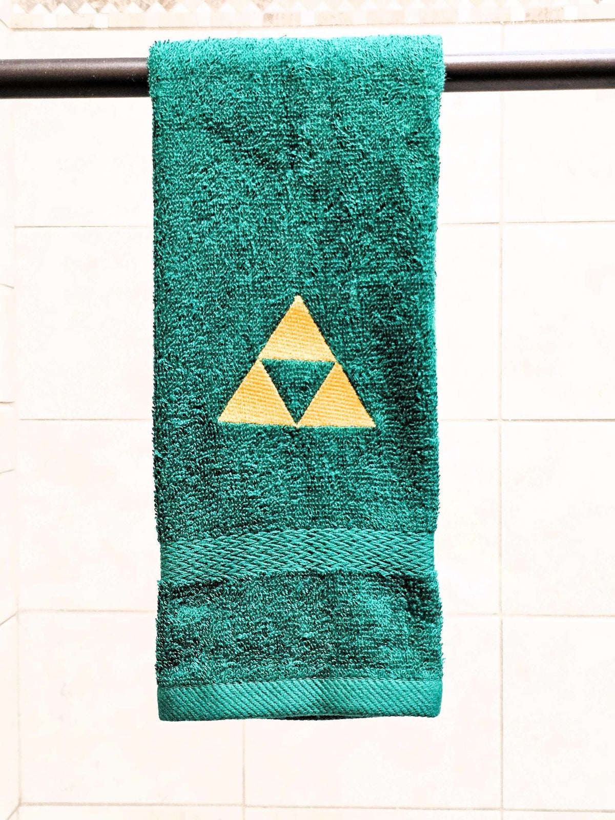 Handcrafted Zelda Tri-Force Terrycloth Hand Towel: Geeky Kitchen Decor
