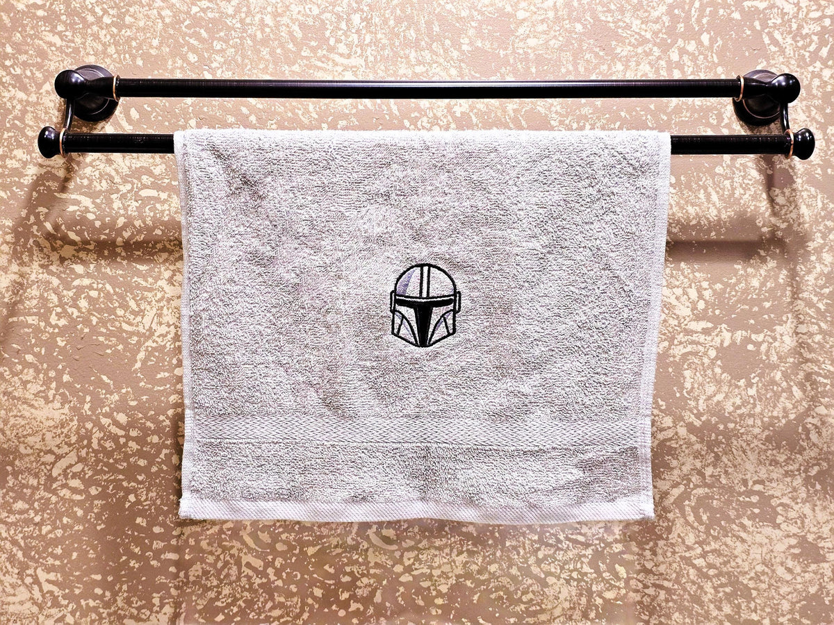 Handcrafted Star Wars Din Djarin Terrycloth Hand Towel: Geeky Kitchen Decor