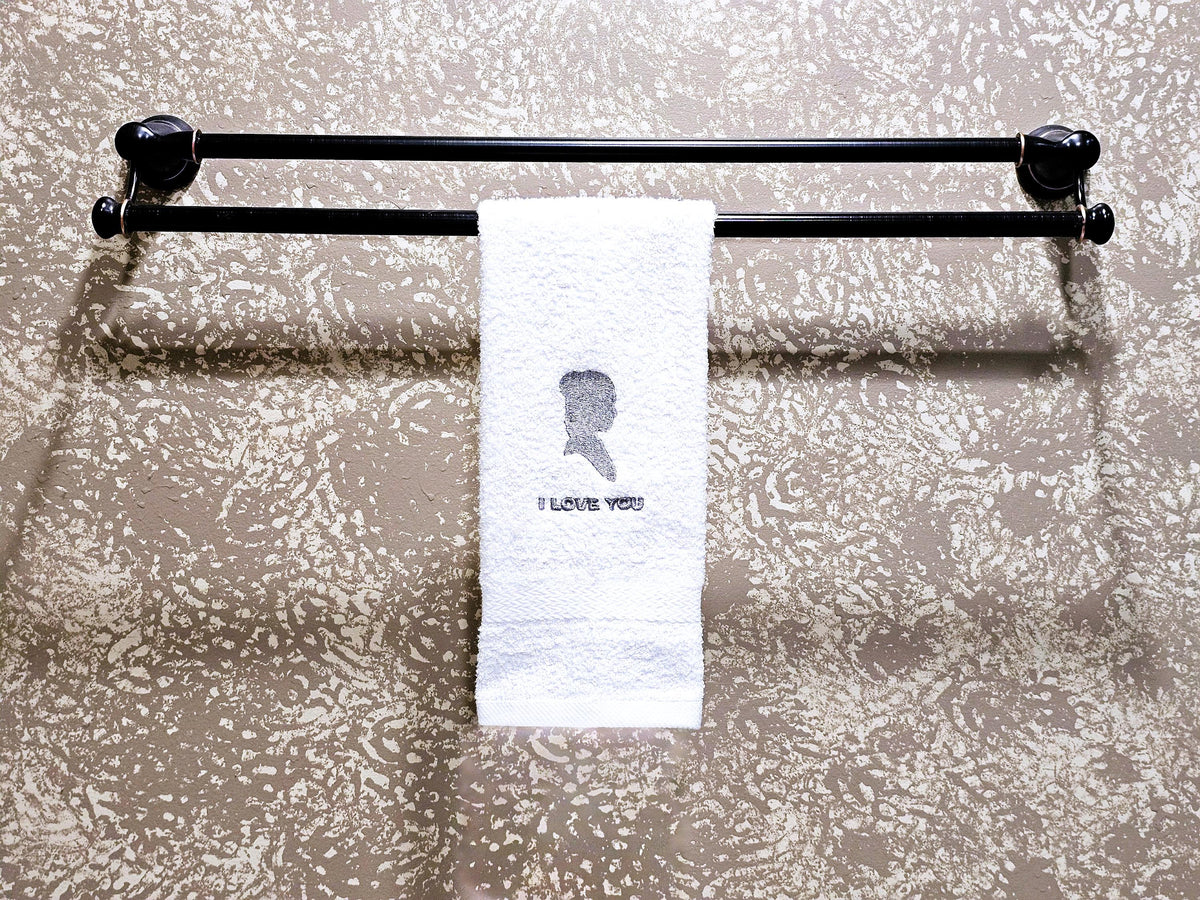 Handcrafted Star Wars Princess Leia I Love You Terrycloth Hand Towel: Geeky Kitchen Decor
