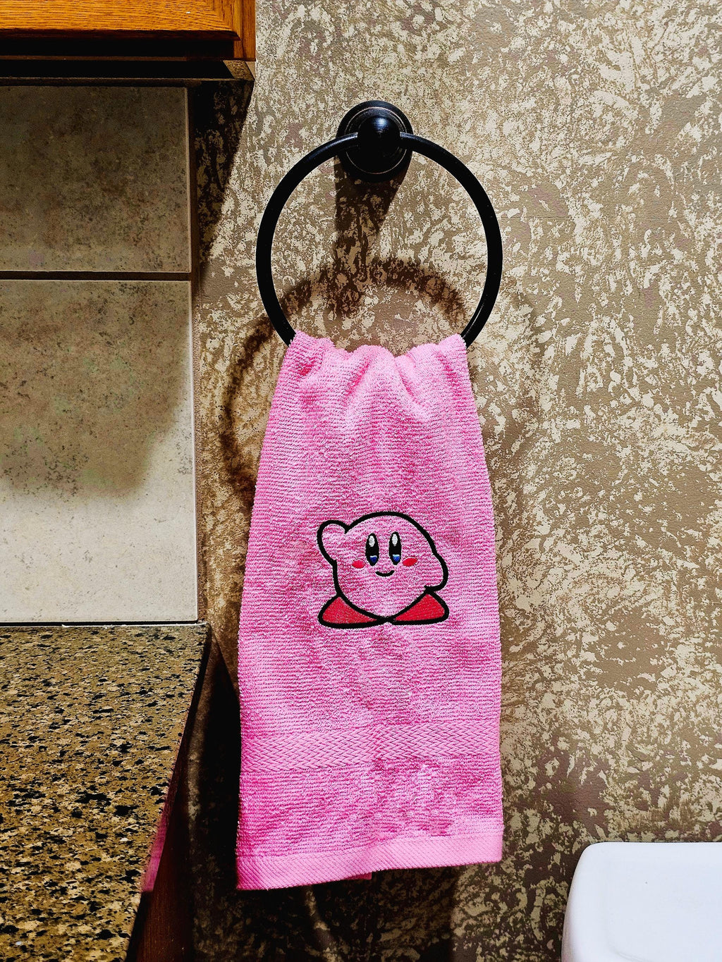 Handcrafted Super Smash Bros Kirby (Full body) Terrycloth Hand Towel: Geeky Kitchen Decor