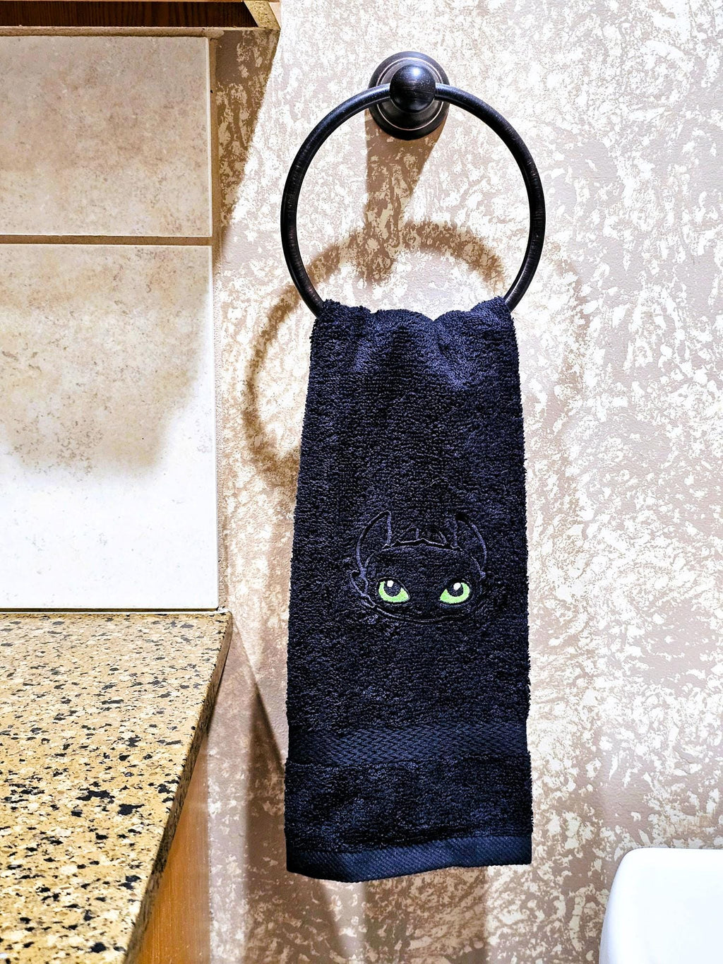 Handcrafted How to Train Your Dragon Toothless Terrycloth Hand Towel: Geeky Kitchen Decor