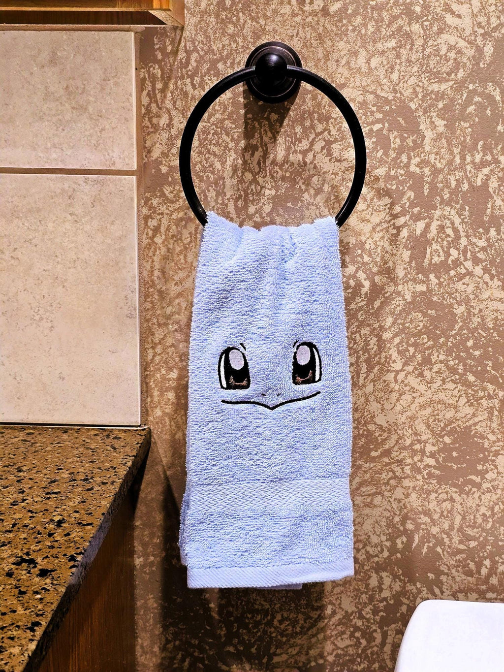Handcrafted Pokemon Squirtle (Face) Terrycloth Hand Towel: Geeky Kitchen Decor