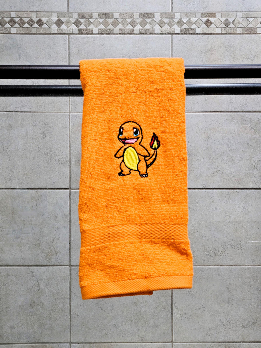 Handcrafted Pokemon Charmander (Full body) Terrycloth Hand Towel: Geeky Kitchen Decor