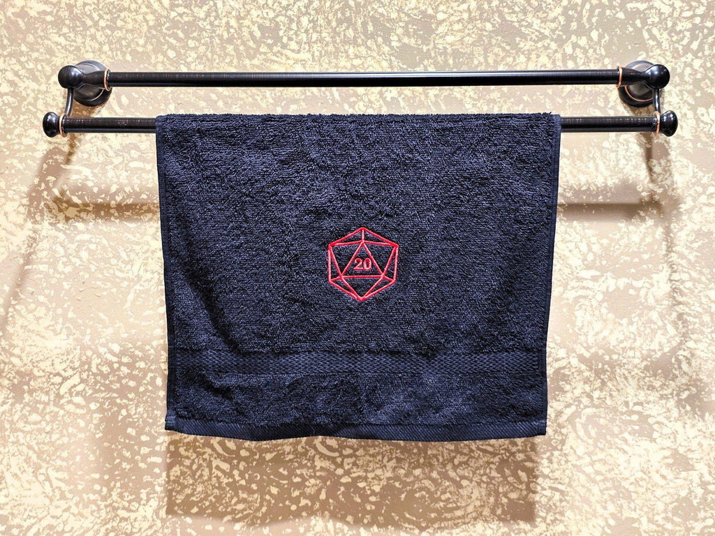 Handcrafted Dungeons & Dragons D20 Terrycloth Hand Towel: Geeky Kitchen Decor