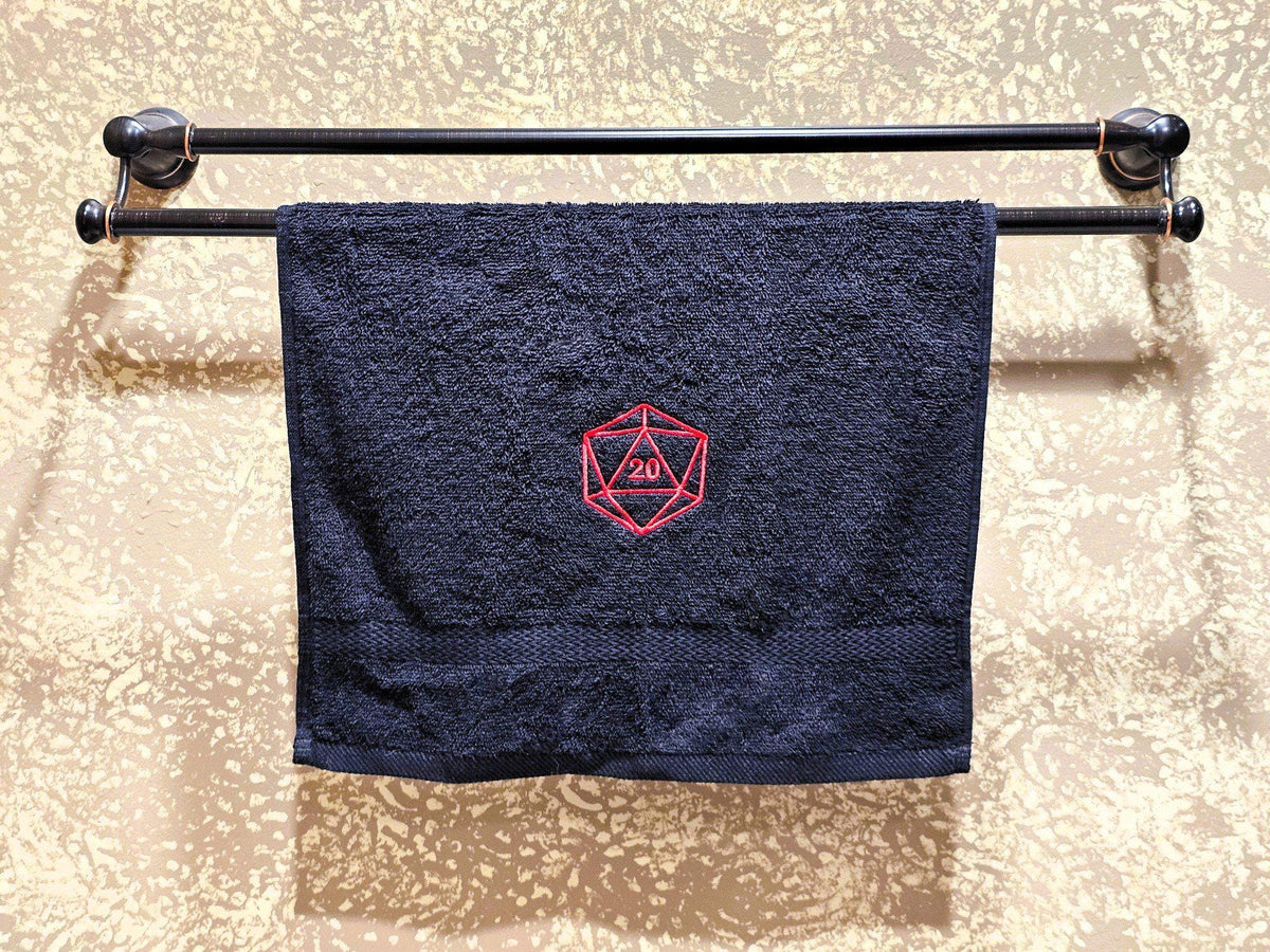 Handcrafted Dungeons & Dragons D20 Terrycloth Hand Towel: Geeky Kitchen Decor