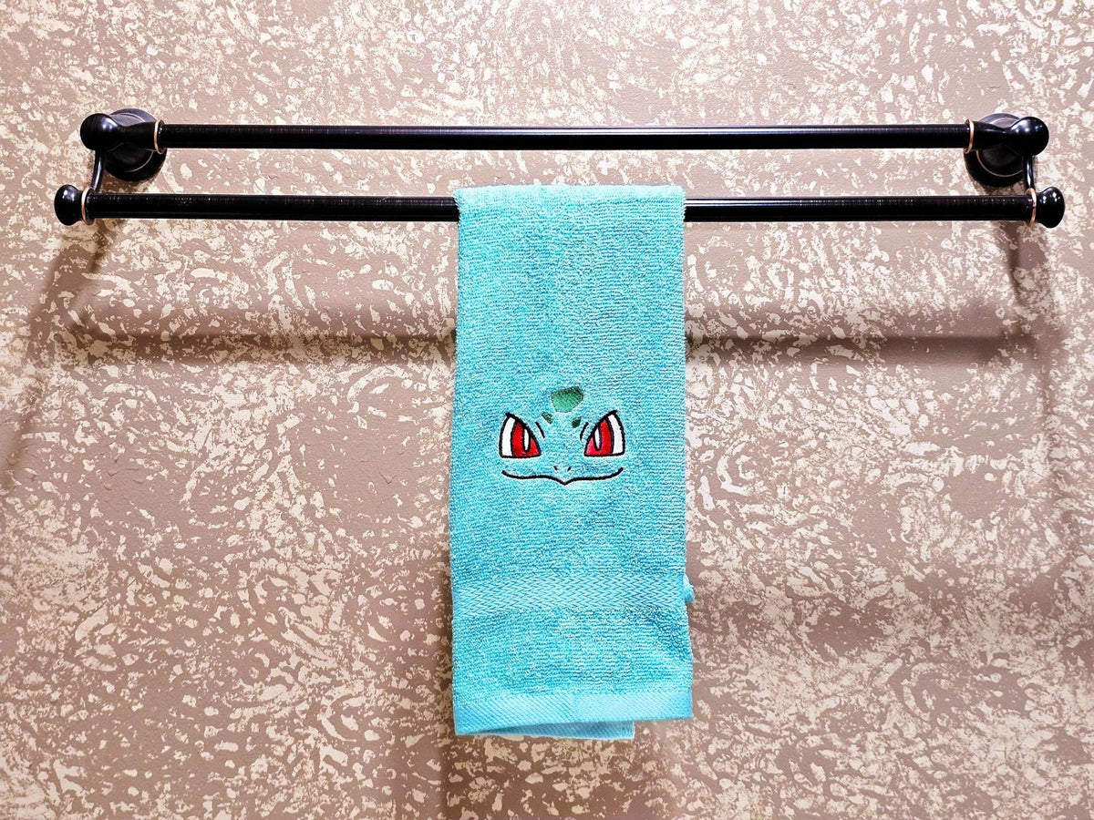 Handcrafted Pokemon Bulbasaur (Face) Terrycloth Hand Towel: Geeky Kitchen Decor