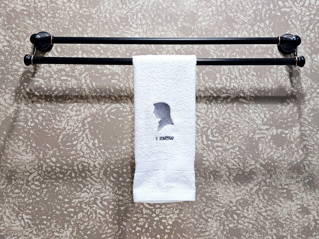 Handcrafted Star Wars Han Solo I Know Terrycloth Hand Towel: Geeky Kitchen Decor
