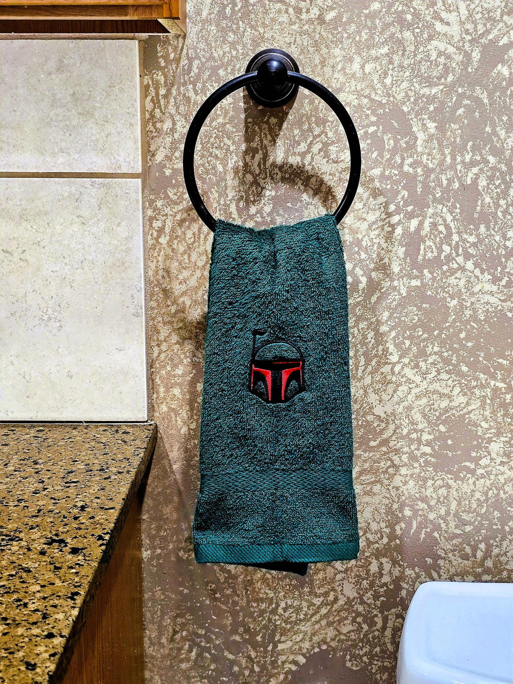 Handcrafted Star Wars Boba Fett Terrycloth Hand Towel: Geeky Kitchen Decor
